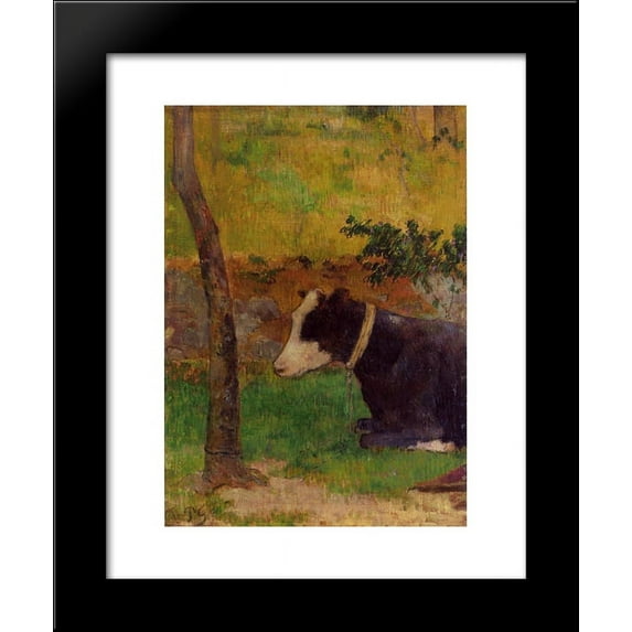 Kneeling cow 20x24 Framed Art Print by Paul Gauguin