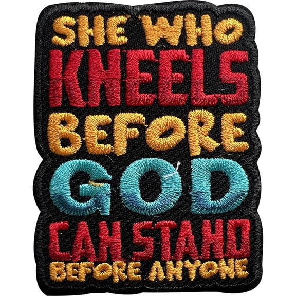 She Who Kneels Before God Patch, Sew On Iron On Bible Verse Quote Embroidery Patches for Clothes Backpacks Hats Jeans Bags, Embroidered Patches, Jesus Patch, DIY Iron On Patch for Christian