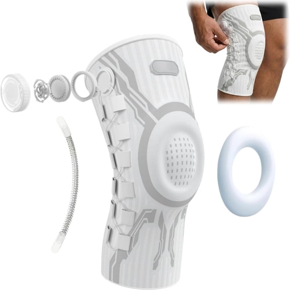 Kneevo Knee Brace, Adjustable Dial Knee Support with Strap System, Compression Knee Stabilizer with Patella Gel Pad & Side Stabilizers, Breathable Sports Knee Sleeve for Running