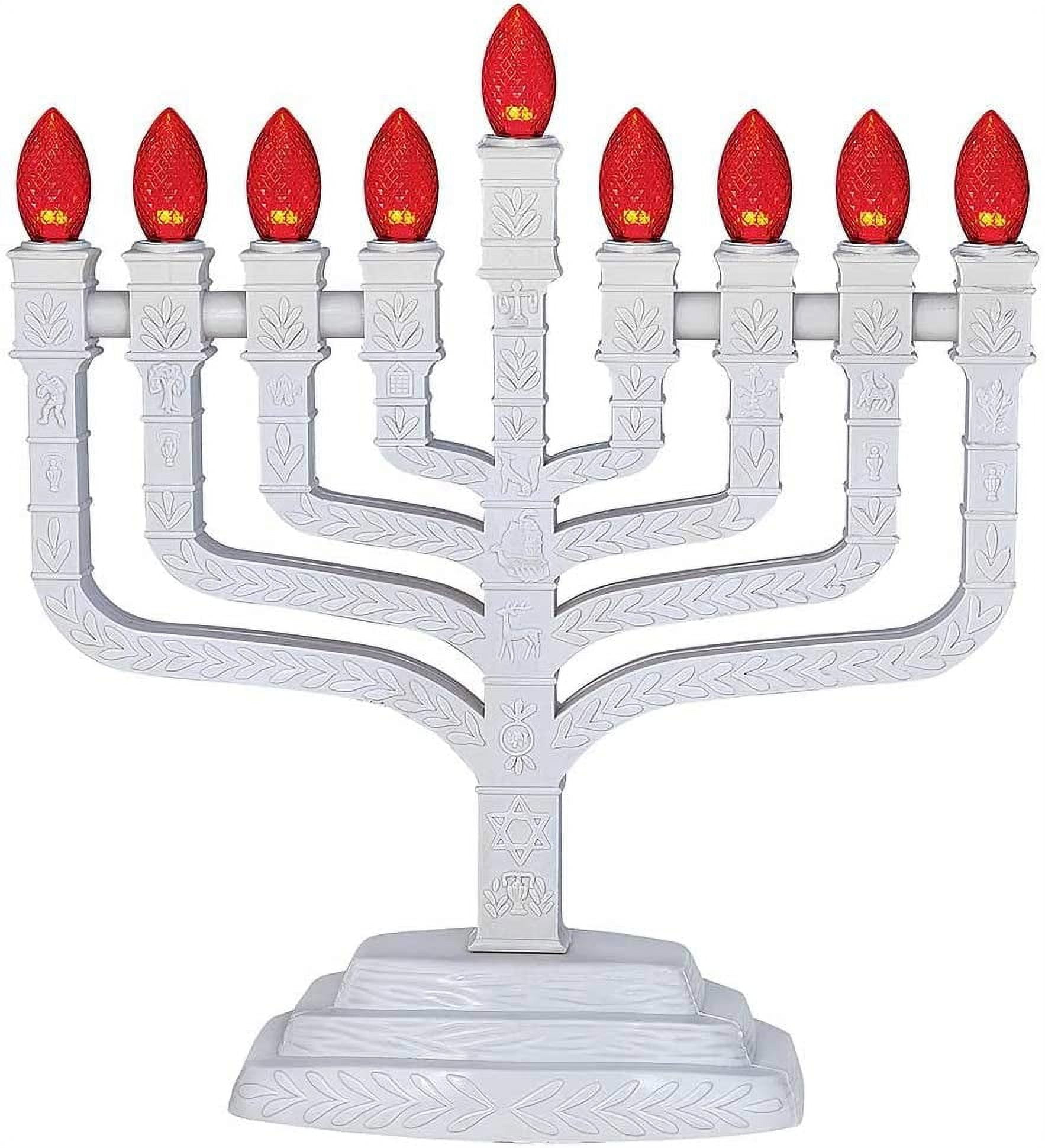 Knesset Style LED Electric Menorah with Orange E12 Bulbs 12 Tribes