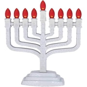 Knesset Style LED Electric Menorah with Orange E12 Bulbs - 12 Tribes Shevatim Design White Chanukiah Electronic USB Hanukkah Lights by Aviv Judaicah