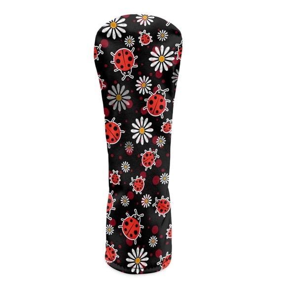 Yuyamidu Adorable Ladybug Golf Head Covers Daisy Golf Club Head Covers for Club Protective, Waterproof PU Leather Accessory for Driver/Fairway Wood /Hybird Club