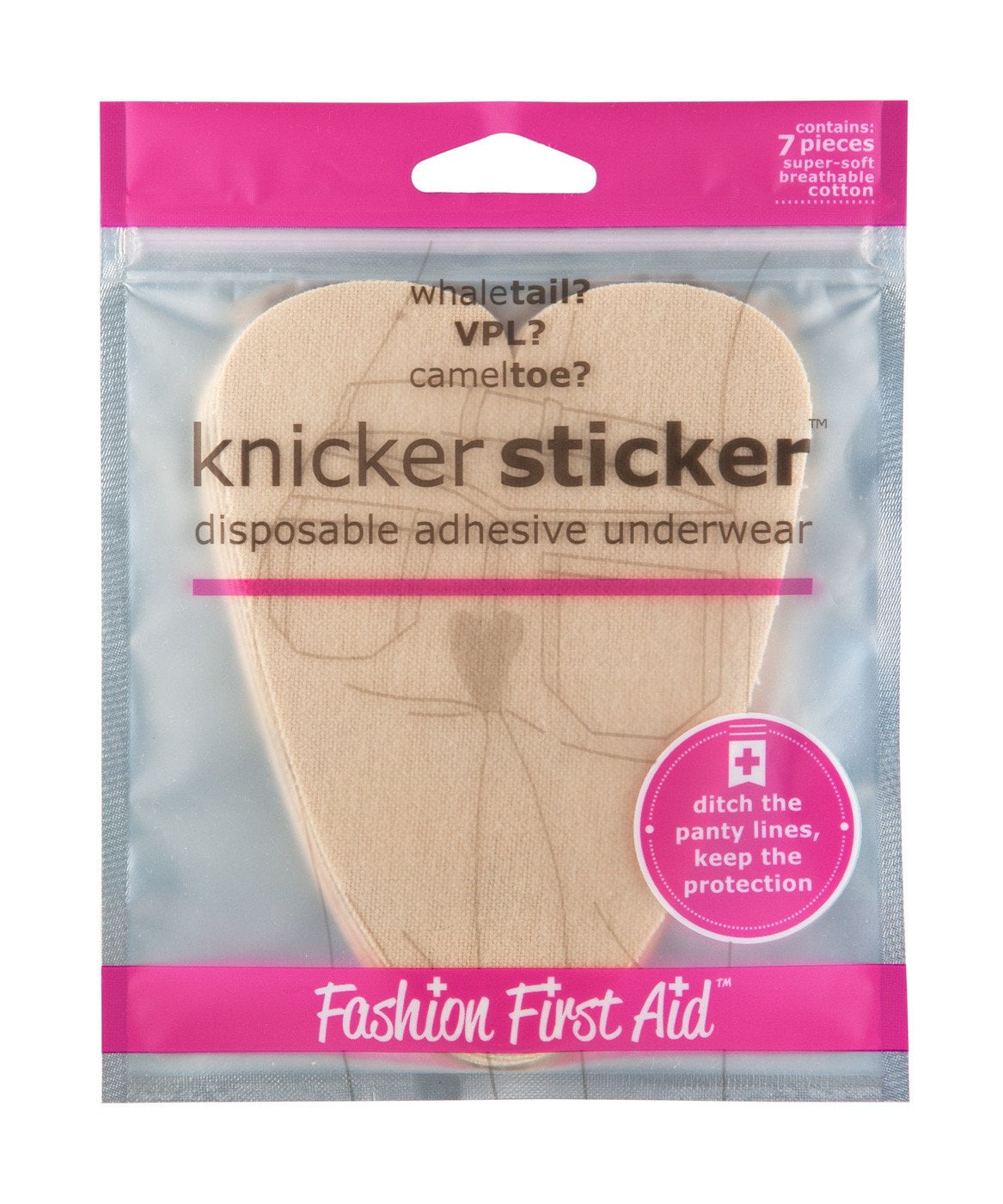 Knicker Sticker: Disposable Adhesive Stick On Underwear (7 pieces), Beige