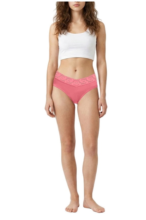Missy Women's 3 Pack Cotton Spandex Hipster Panty with Lace Waistband