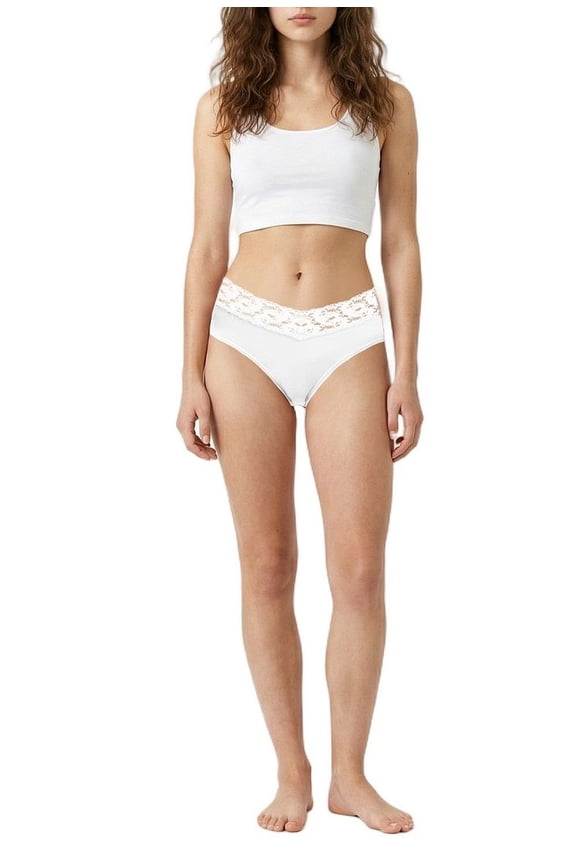 Missy Women's 3 Pack Cotton Spandex Hipster Panty with Lace Waistband