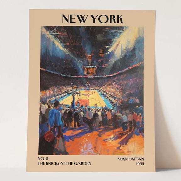 Knicks Basketball : Madison Square Garden Impressionist Art Poster, Unframed Paper Poster 8x10in
