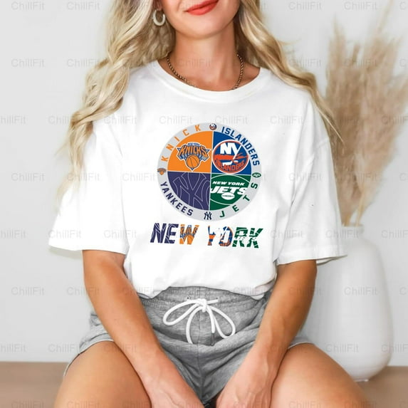 Knicks Islanders Jets Yanks Unisex Sports Team Mashup Softstyle Comfort Color T-Shirt Unisex, up to 4XL