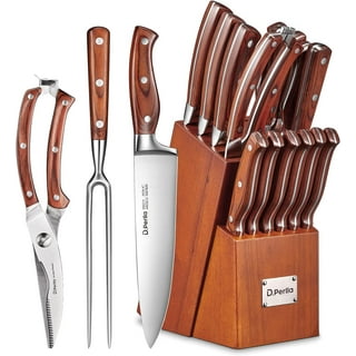 Beautiful 12-piece Forged Kitchen Knife Set in White with Wood Storage  Block, by Drew Barrymore 