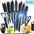 thumbnail image 1 of Knife Block Set, Kitchen Knife Set, 10 Pcs Professional Chef Knife Set with Knife Sharpener & 8 Steak Knives, Ultra Sharp Stainless Steel Knife Set for Kitchen, Dishwasher Safe, 1 of 6