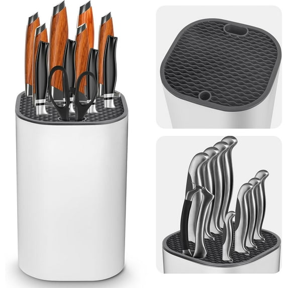Knife Block Without Knives 2 in 1 Universal Square Knife Holder for Kitchen with Scissors Slot Space Saving Detachable Kitchen Knife Storage