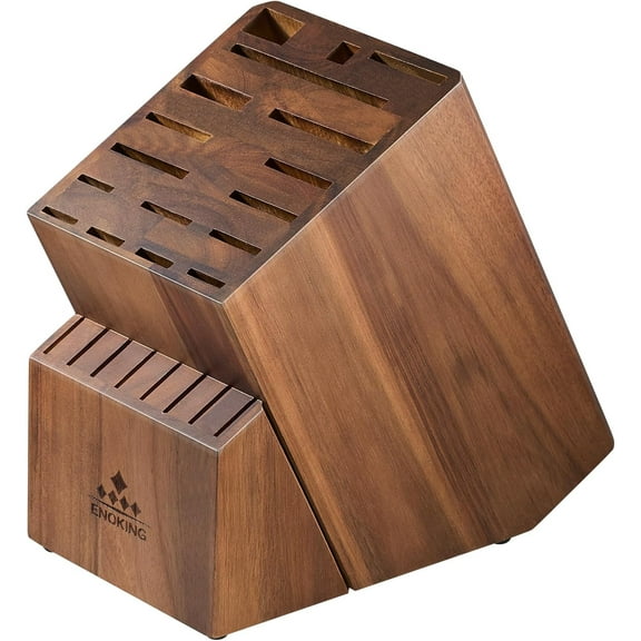 Knife Block without Knives, Large Knife Holder- 25 Slots Acacia Wood Universal Knife Block, Butcher Block Countertop for Knife Storage Organizer