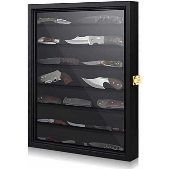 Knife Display Case Christmas Acrylic Pocket Knife Display Stand Cabinet Wall Folding Shadow Box with UV Protection for Military Collection Gifts, 14''Lx2.1 Wx17.6 H$$Home Decor, Kitchen, & Other