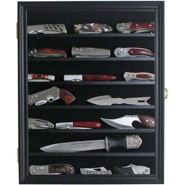 Knife Display Case for Wall Stand Military, Folding Knife Shadow Box
