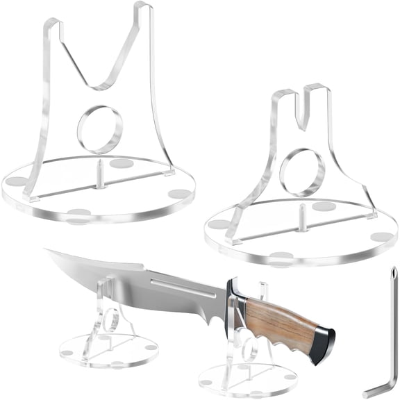 Knife Display Stand - Acrylic Desktop Single Knife Display Stand Holder Desk Rack for Blade Collection Protection in Home Kitchen Cabin Dcor (Clear)