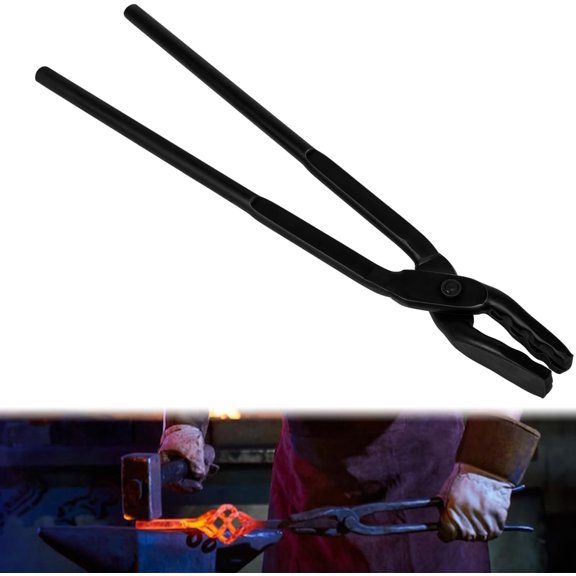 Knife Forging Tool Blacksmithing Tongs Blacksmith Wolf Jaw Tongs 15 inch for Beginner & Master