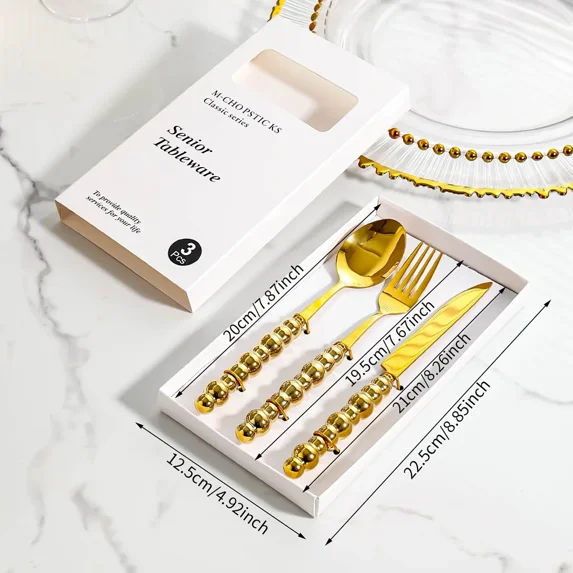 Knife Fork Spoon Set Stainless Steel Colorful Pearl Cutlery Kitchen Tableware