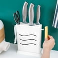 thumbnail image 1 of Knife Holder Stand for Kitchen Countertop with Drainage Base, Washable Bottom and Side Hooks, Ventilated Knife Storage Rack Organizer, 1 of 6