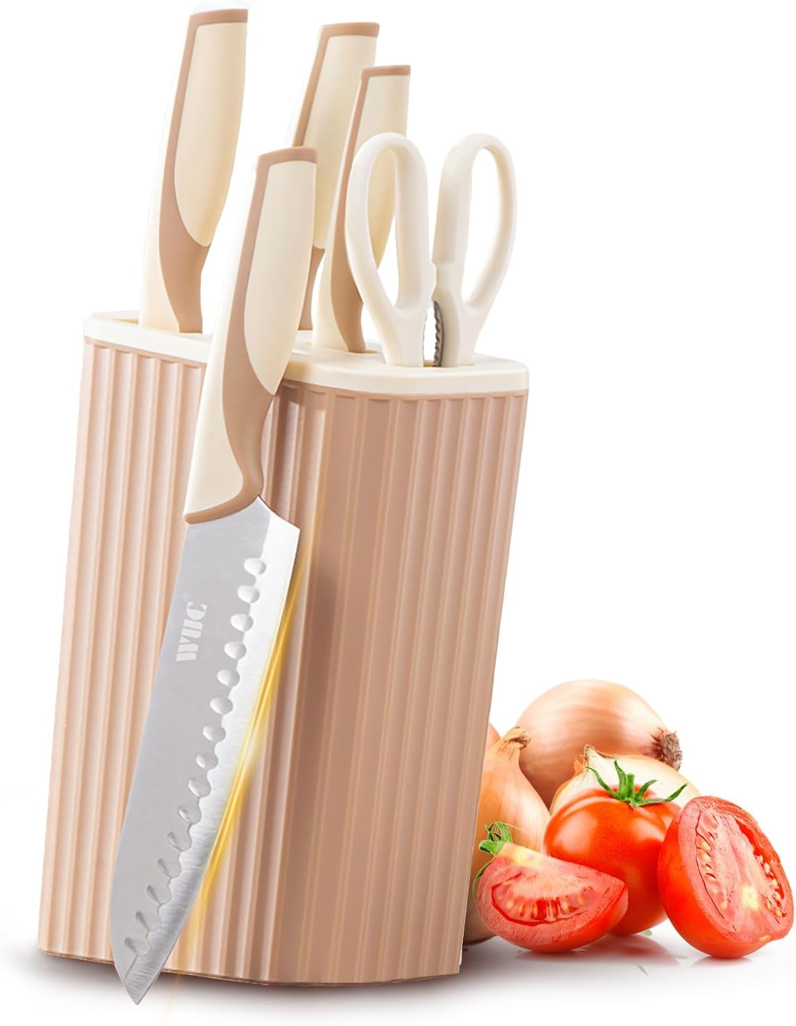 Knife Khaki Set, 6-Pieces Ultra Sharp Professional Knife Set for Kitchen,Stainless Steel Cooking Knife Set with Knife Block Holder, Chef Knives for Home Restaurant Apartment