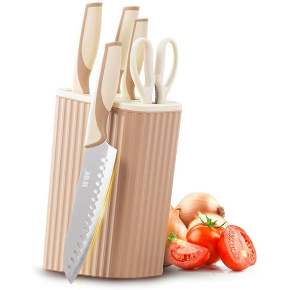 Knife Khaki Set, 6-Pieces Ultra Sharp Professional Knife Set for Kitchen,Stainless Steel Cooking Knife Set with Knife Block Holder, Chef Knives for Home Restaurant Apartment