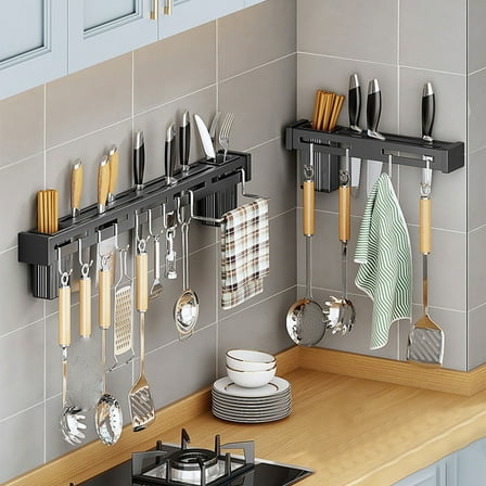 Knife Rack under $5! Cagogo Stainless Steel Knife Holder, Wall Mounted Tool Storage Rack, No Drill Magnetic Knife Strip, Multifunctional Kitchen Organizer