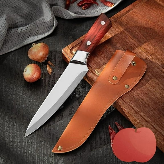 Knife Recommended By A Chef -Japanese Premium Knife, 5.91'' Super Sharp German High-Carbon Stainless Steel Boning Knifes with Eather Sheath for Home, Camping (1) (Large cutting knife)