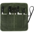 thumbnail image 1 of Knife Roll Bag, Chef’s Knife Roll Bag, Heavy Duty Chef Knife Roll Bag with 6 Slots, Waxed Canvas Knife Bag Roll, Knife Pouch Holder for Home, Kitchen, Grill (green), 1 of 6