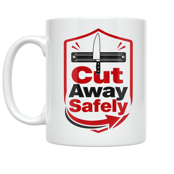 Knife Safety Fridge Badge Design - Kitchen Safety Enthusiast - 11 oz Ceramic Coffee Mug