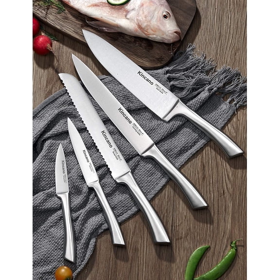 Knife Set, 14 PCS High Carbon Stainless Steel Super Kitchen Knife Set for Chef with Acrylic Stand, include Steak Knives, Sharpener and Scissors, Ergonomical Design by