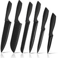 thumbnail image 1 of Knife Set 6 Piece, Black Chef Knives with Sharp Blades Nonstick Coating Easy Grip Handle, 1 of 7