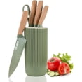 thumbnail image 1 of Knife Set, 6 Pieces Professional Kitchen Knife Set with Universal Knife Block, Super Sharp Knife Set with Ergonomic Handle Non-stick Stainless Steel Knife Block Set (Green), 1 of 7
