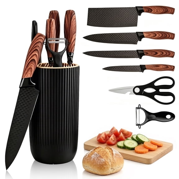 Knife Set, 7-Piece Kitchen Knife Set with Universal Knife Block for Home Restaurant