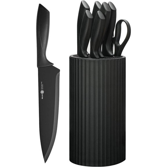 Knife Set, 8-Piece Kitchen Knife Set with Universal Block - Anti-Rust Chef Knive