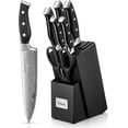 thumbnail image 1 of Knife Set, 8 Pieces Kitchen Knife Set with Built-in Sharpener, High Carbon German Stainless Steel Knife Block Set with Unique Waved Pattern, Non-slip Handle, Black$$Home Decor, Kitchen, & Other, 1 of 8