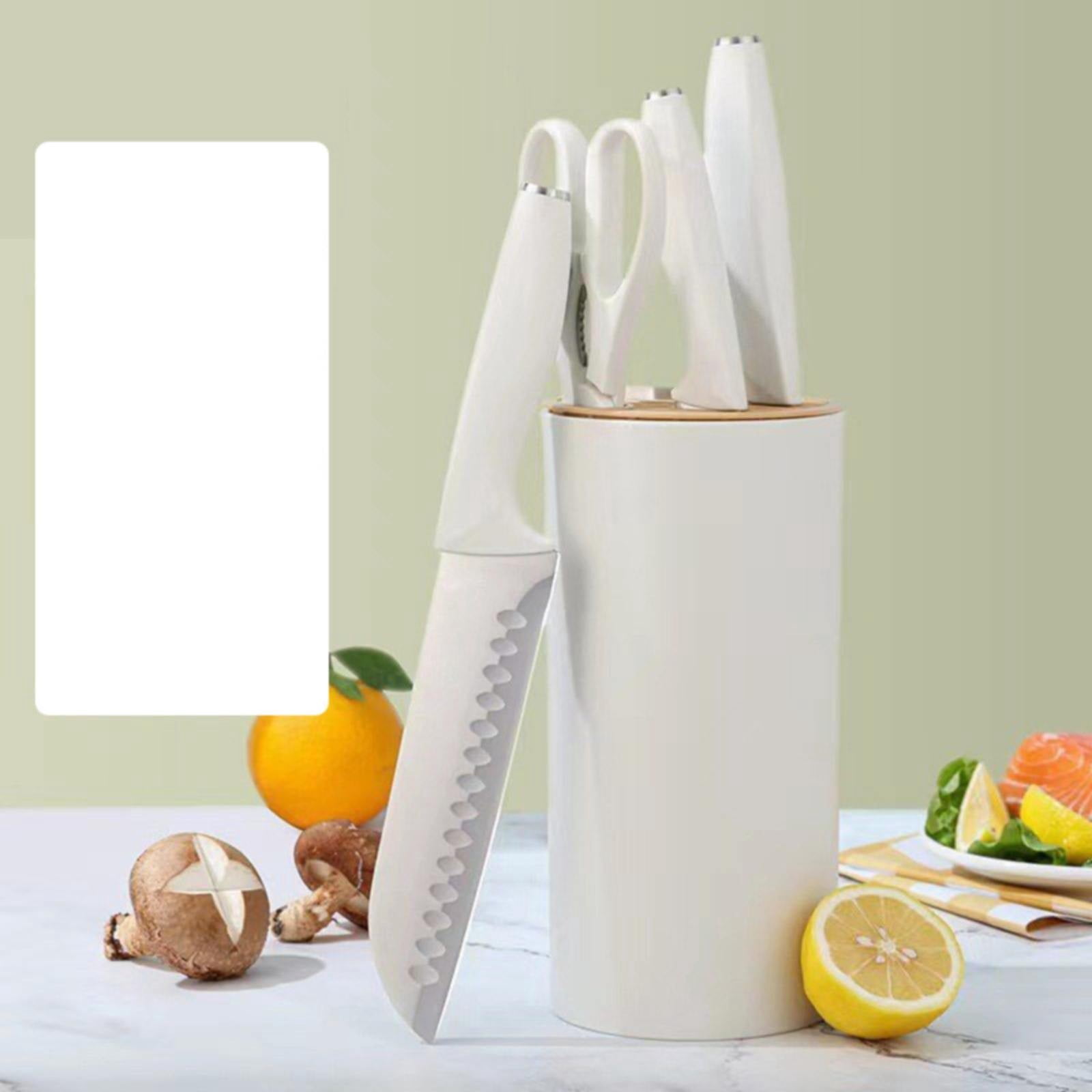 Knife Set with Block,4 Pieces High Carbon Stainless Steel Kitchen Knife ...