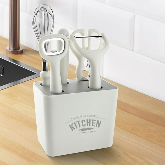 Knife Set with Block 6 Pcs Multi Functional Kitchen Small Tool Set with Storage Stand Kitchen Cutting Meat Peeler for Slicing Paring Fruits Vegetables Cooking