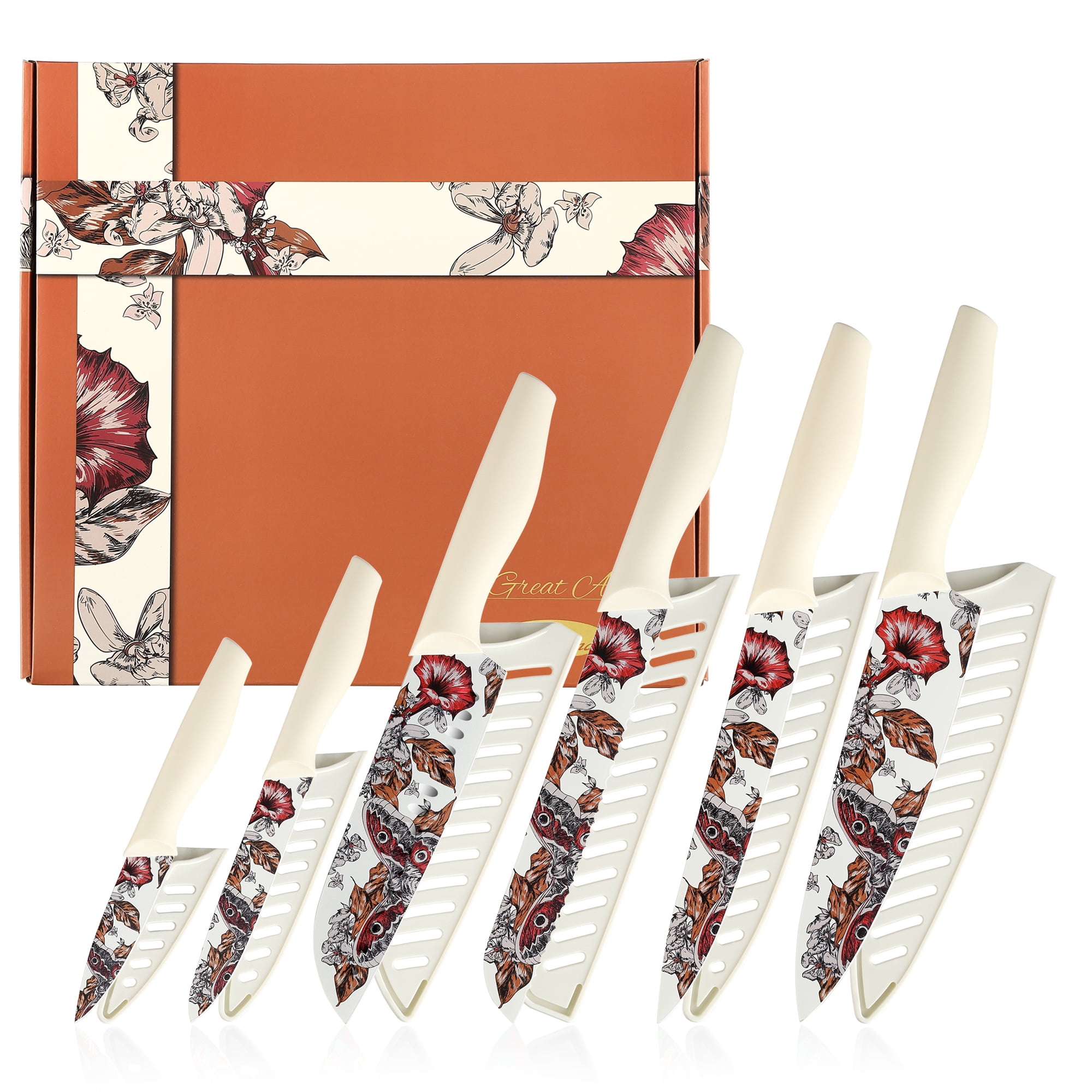Marco Almond KYA36 6-Pieces Rainbow Knife Set with Blade Guards Dishwasher  Safe Kitchen Cutlery Set 