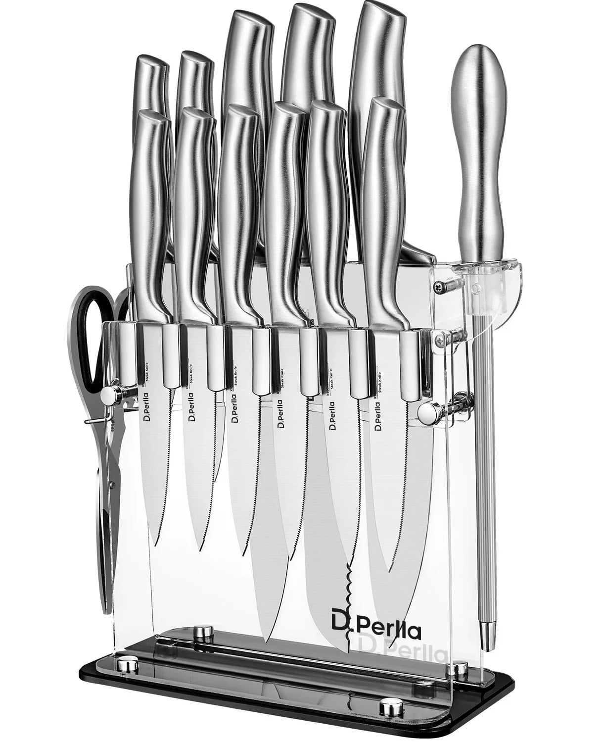 Mueller Deluxe Knife Set With Block, Stainless Steel Pro 7-Piece Ultra  Sharp Kitchen Knife Set with Acrylic Stand 