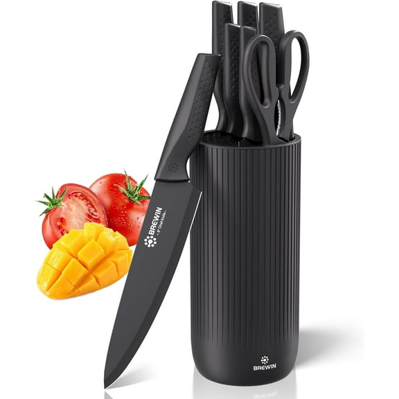 Knife Set, Kitchen Knife Set, Knives Set for Kitchen, Universal Knife Block, Utility Knife Block Set, New Home Essentials, Apartment Essentials, Dishwasher Safe