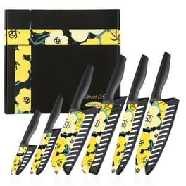 Beautiful 6 Piece Stainless Steel Knife Set in Black Champagne Gold By Drew  Barrymore