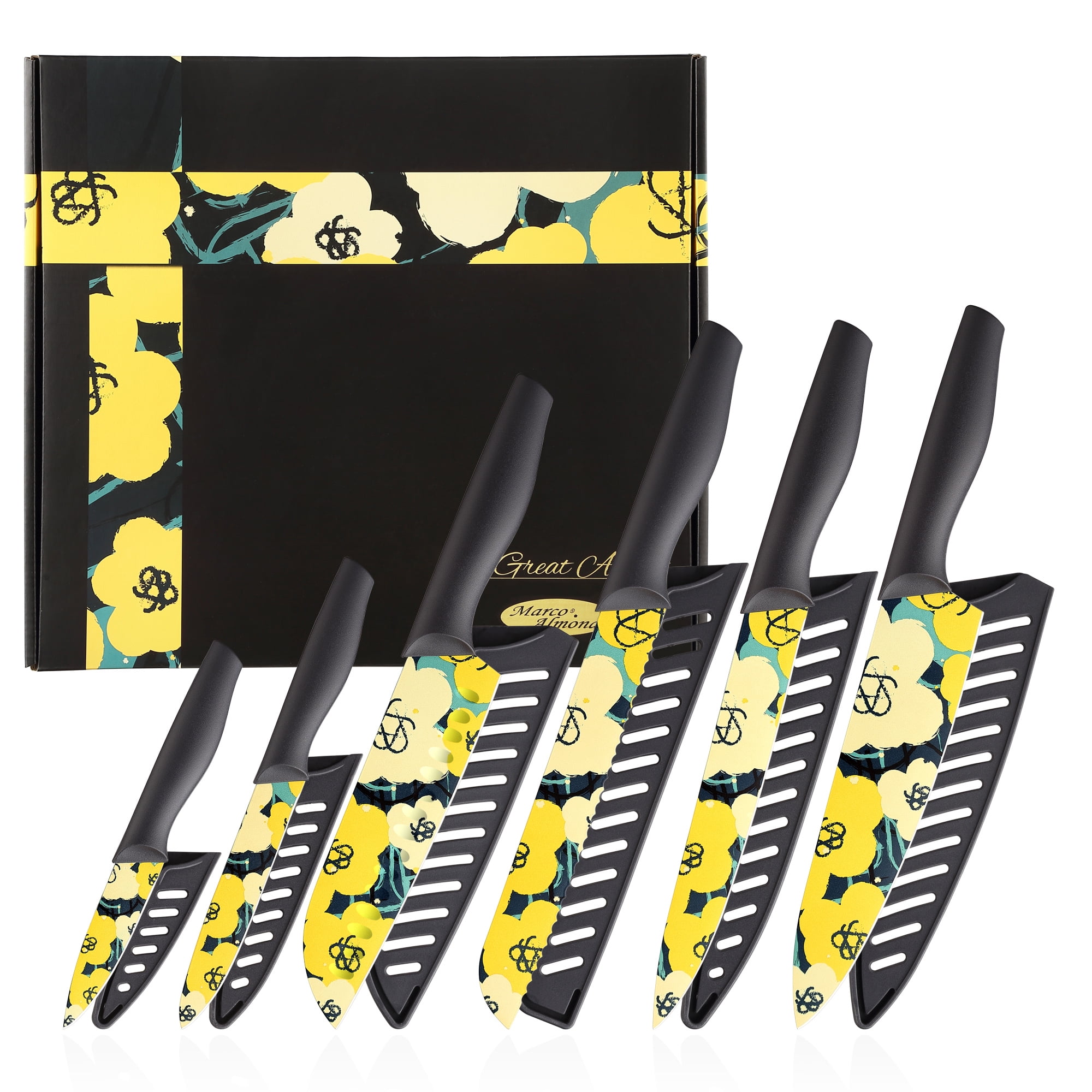 Knife Set,Marco Almond MA66 Cutlery Sets 12Piece Colorful and