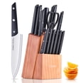 thumbnail image 1 of 15 Pieces Knife Set with Block Kitchen Knife Set with Pine Block Holder with Sharpener, High Stainless Steel Knives with Comfortable Grip ABS Handles, 1 of 9