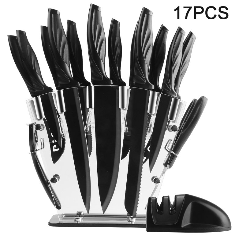  Knives Set with Acrylic Stand, 17Pcs Stainless Steel