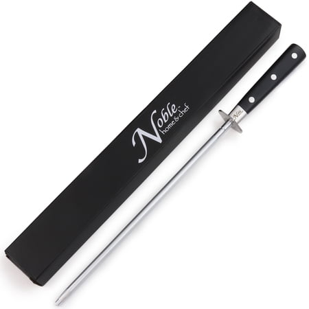 Knife Sharpener (10” or 12”), Magnetized for Safety, No Rust, No Cheap Plastic. Our High Quality Honing Steel Has an Oval Handle for a Firm Grip and is Built For Daily Use, Perfect for Chefs!