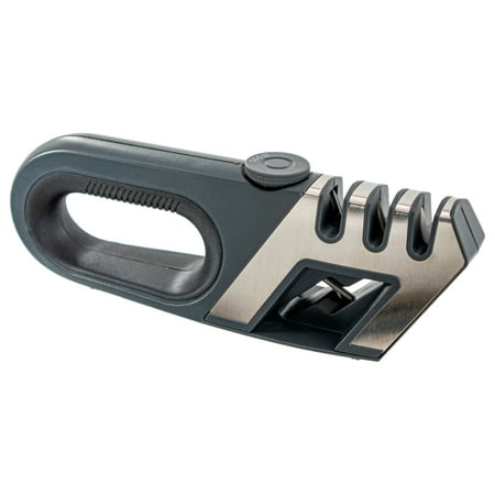 Knife Sharpener - 4 in 1 With Adjustable Ceramic, Tungsten Steel, Diamond Rod & Scissor Sharpener Blades - Multi-function, Pocket-sized, Quick, Non-slip, & Angle Adjustable