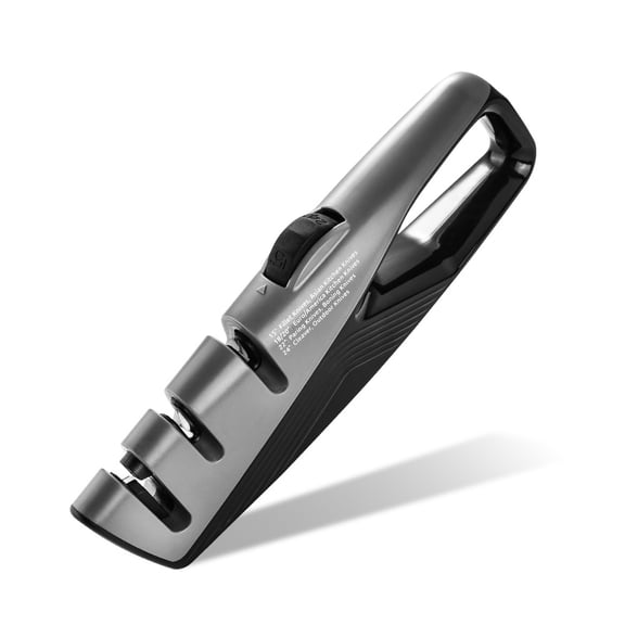 Knife Sharpener with 5 Adjustable Angle, Coarse & Fine Knife Sharpener Tool, Handheld Manual Knives Sharpener for All Knives Including Kitchen Knives, Pocket, Scissors