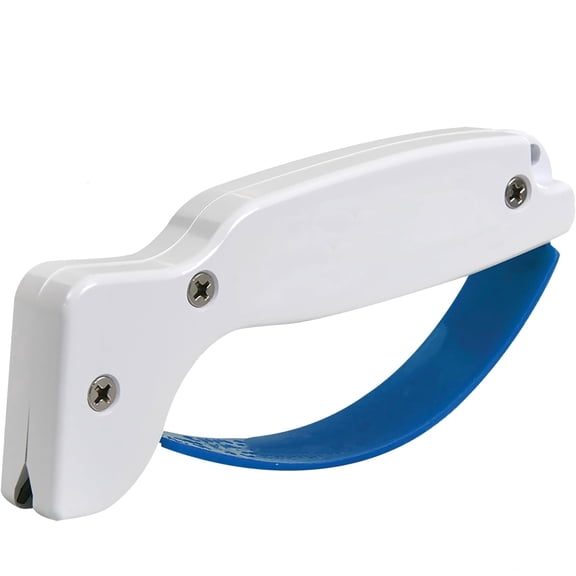 Knife Sharpener, Ergonomic Comfortable Handle, Compact & Easy to Use, Restore and Hone Straight & Serrated Knives, White