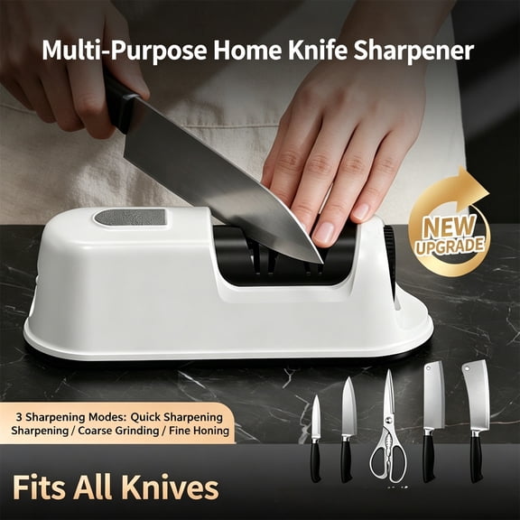 Knife Sharpener,Rechargeable Mini Sharpening Tool,Fully Automatic Compact Electric Grinder for Household Kitchen Blade Polishing(White)