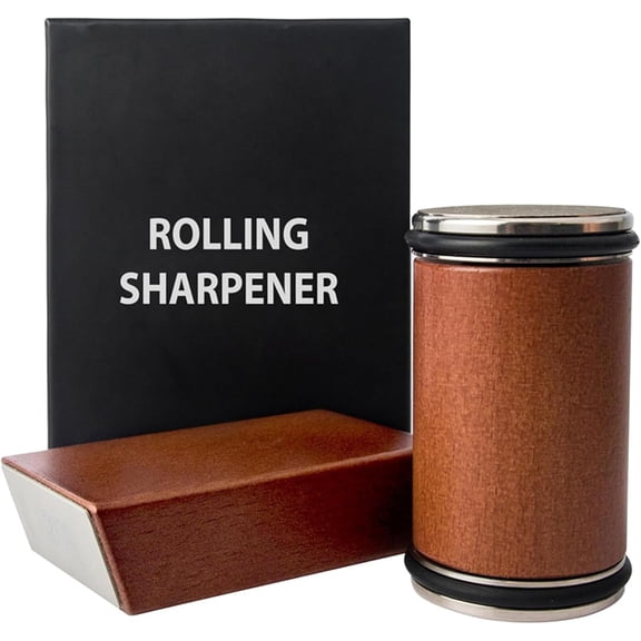 Knife Sharpener, Rolling Knife Sharpener with Diamond & Ceramic Abrasives - 15/20 Magnetic Angle Guide for Kitchen, Chef & Outdoor Knives