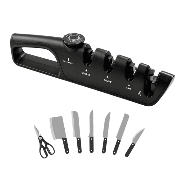DEDRFUC Knife Sharpener with Coarse & Fine Slots – 2-in-1 Kitchen Tool for Knives and Scissors, Sharpening Slot for Scissor Blades, Compact & Easy to Use