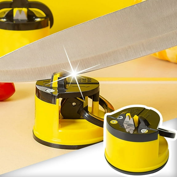 Knife Sharpeners for Kitchen Knives, Mini Yellow Suction Cup Knife Sharpener, Steel Double-Sided Sharpener, Safe and Easy to Use, Perfect for Fruit and Kitchen Knives